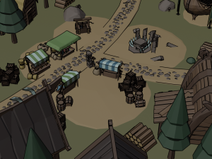 Cartoon Polygonal Viking Castle 3D Model