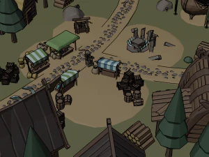Cartoon Polygonal Viking Castle 3D Model