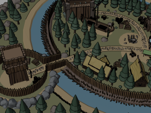 Cartoon Polygonal Viking Castle 3D Model