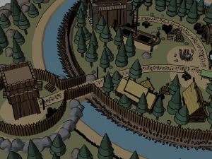 Cartoon Polygonal Viking Castle 3D Model
