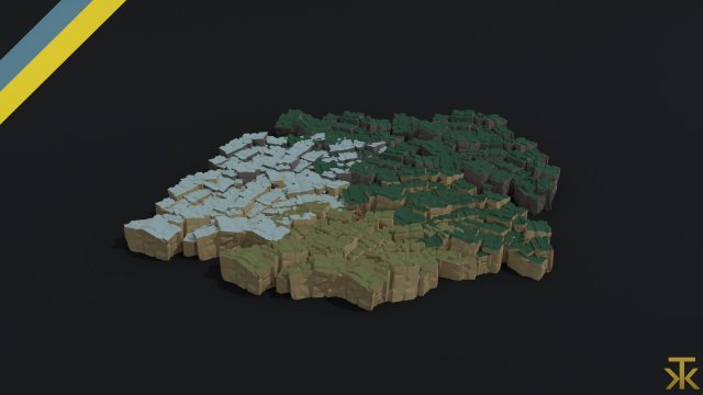Cartoon Cubic mountains Polygonal Style 3D Model .c4d .max .obj .3ds .fbx .stl .blend 