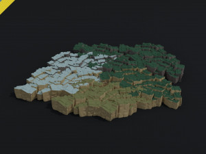 Cartoon Cubic mountains Polygonal Style 3D Model