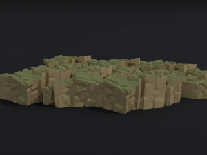 Cartoon Cubic mountains Polygonal Style 3D Model