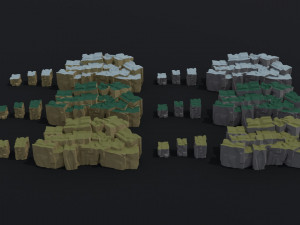 Cartoon Cubic mountains Polygonal Style 3D Model