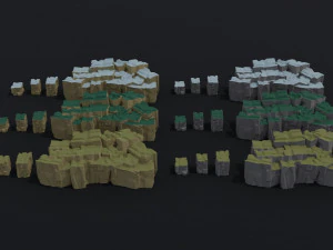 Cartoon Cubic mountains Polygonal Style 3D Model