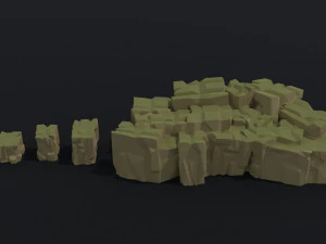 Cartoon Cubic mountains Polygonal Style 3D Model