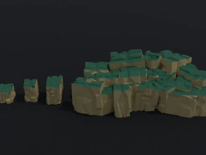 Cartoon Cubic mountains Polygonal Style 3D Model