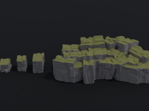 Cartoon Cubic mountains Polygonal Style 3D Model