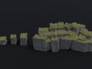 Cartoon Cubic mountains Polygonal Style 3D Model