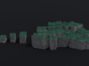 Cartoon Cubic mountains Polygonal Style 3D Model