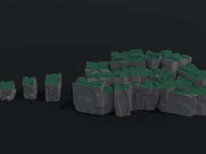 Cartoon Cubic mountains Polygonal Style 3D Model