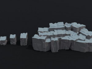Cartoon Cubic mountains Polygonal Style 3D Model