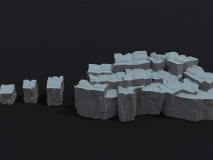 Cartoon Cubic mountains Polygonal Style 3D Model