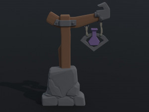 Cartoon fantasy witch road sign Polygonal Style Model 3D