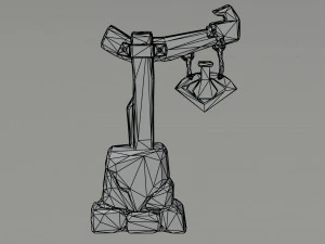 Cartoon fantasy witch road sign Polygonal Style 3D Model