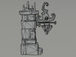 Cartoon fantasy witch road sign Polygonal Style Model 3D