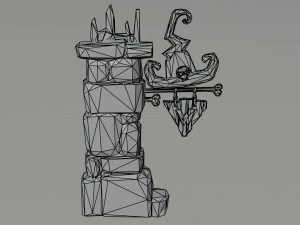 Cartoon fantasy witch road sign Polygonal Style 3D Model