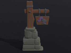 Cartoon fantasy armory road sign Polygonal Style 3D Модель