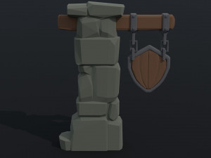 Cartoon fantasy armory road sign Polygonal Style 3D Модель