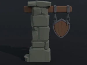 Cartoon fantasy armory road sign Polygonal Style 3D Model