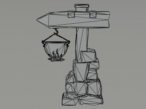 Cartoon fantasy tavern road sign Polygonal Style 3D Модель