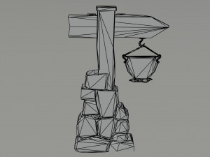 Cartoon fantasy tavern road sign Polygonal Style 3D Модель