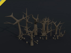 Cartoon dead trees Polygonal Style 3D Model