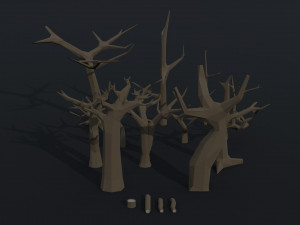 Cartoon dead trees Polygonal Style 3D 模型