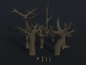 Cartoon dead trees Polygonal Style 3D Model