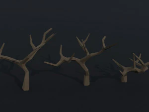Cartoon dead trees Polygonal Style 3D Model