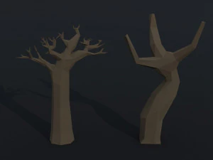 Cartoon dead trees Polygonal Style 3D Model