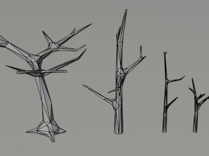 Cartoon dead trees Polygonal Style 3D 模型