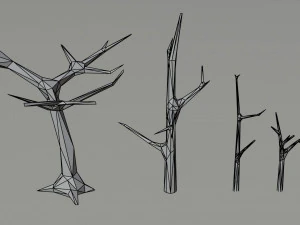 Cartoon dead trees Polygonal Style 3D Model