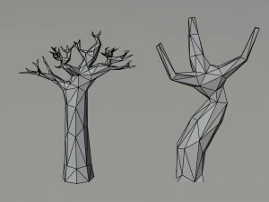 Cartoon dead trees Polygonal Style 3D Model