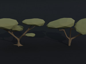 Cartoon savanna trees Polygonal Style 3D Model