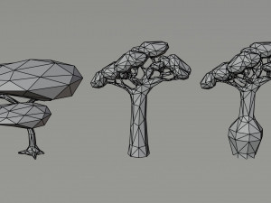 Cartoon savanna trees Polygonal Style 3D Model