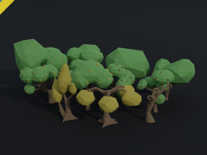 Cartoon trees Polygonal Style Modelo 3D