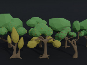 Cartoon trees Polygonal Style Modello 3D
