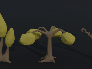 Cartoon trees Polygonal Style Modello 3D