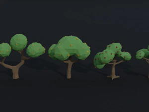 Cartoon trees Polygonal Style 3D Model