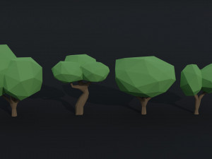 Cartoon trees Polygonal Style Modello 3D