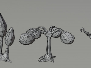 Cartoon trees Polygonal Style Modello 3D