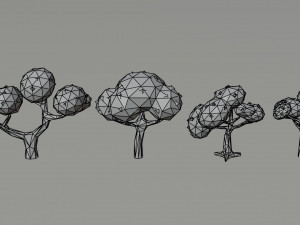 Cartoon trees Polygonal Style Modello 3D