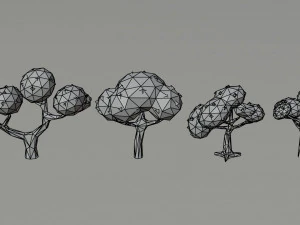 Cartoon trees Polygonal Style 3D Model