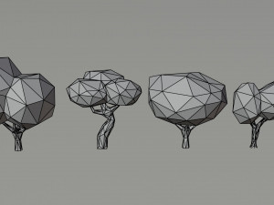 Cartoon trees Polygonal Style Modello 3D