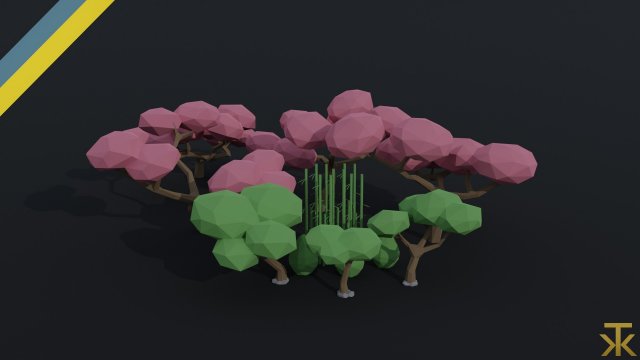 Cartoon asion nature Polygonal Style 3D Model .c4d .max .obj .3ds .fbx .stl .blend