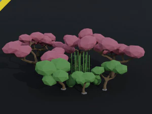 만화 asion 자연 다각형 스타일 3D 모델