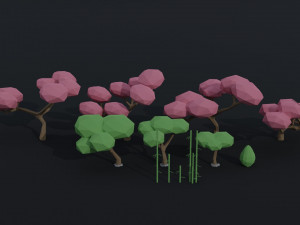 Cartoon asion nature Polygonal Style 3D Model