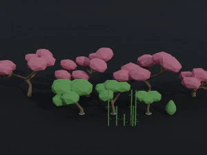 Cartoon asion nature Polygonal Style 3D Model