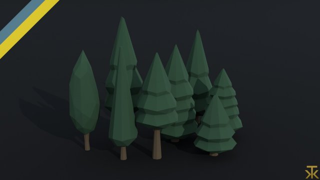 Cartoon conifers tree Polygonal Style 3D Модель .c4d .max .obj .3ds .fbx .stl .blend 